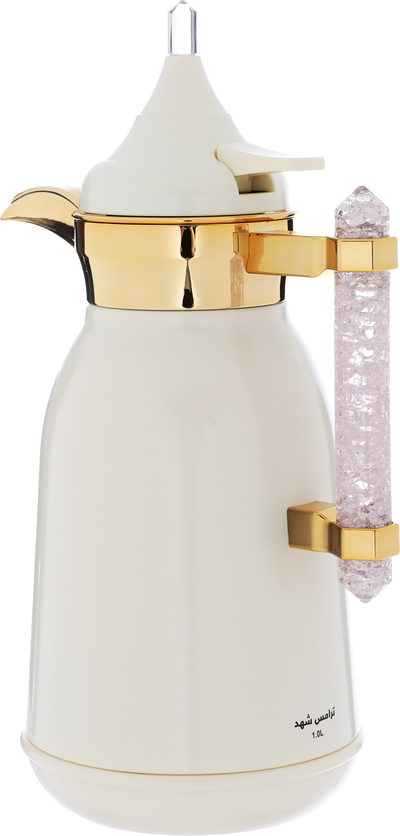 Al Saif Gallery Plastic Shahd Thermos Set, 1 liter, golden mouth, pink crystal handle - pearl product image 8