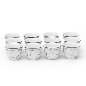 Al Saif Gallery porcelain Arabic coffee cups set, silver striped, 12 pieces - white product image