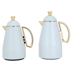 Al Saif Gallery Ruwaida Steel Thermos Set, 2 Pieces, 0.7/1 Liter - White product image 1