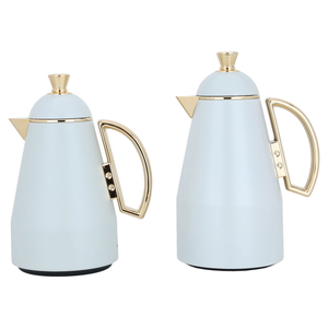 Al Saif Gallery Ruwaida Steel Thermos Set, 2 Pieces, 0.7/1 Liter - White product image