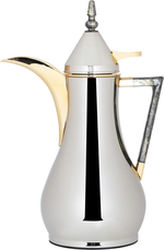 Maha plastic Al Saif Gallery thermos, 1+1 litre, black marble handle, golden mouth, 2 pieces - silver product image 4