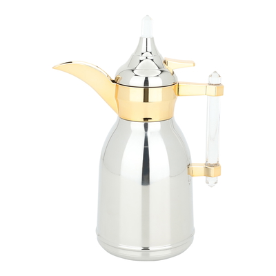 Al Saif Gallery Steel Dallah Shahad, 600 ml, hand - golden silver product image 1