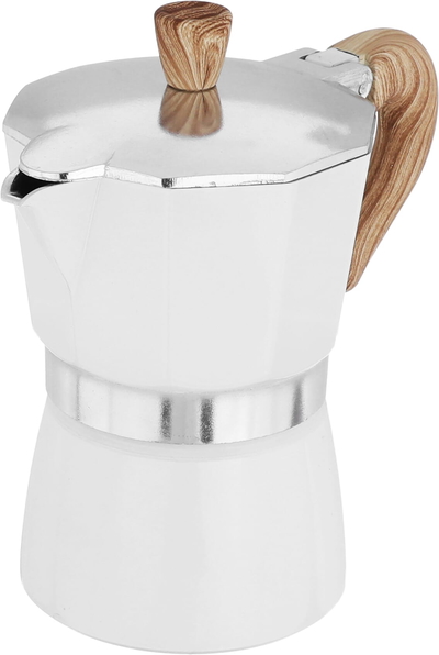 Saif Gallery Aluminum Espresso Coffee Maker With Wooden Handle, 3 Cups, 300 Ml - White product image 2