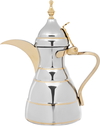 Alsaif Plus Steel Diriyah Dallah, Gold Handle , 26 oz, 0.7 liters - Silver product image 1