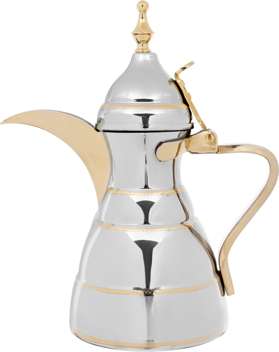 Alsaif Plus Steel Diriyah Dallah, Gold Handle , 26 oz, 0.7 liters - Silver product image 1