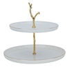 Al Saif Gallery porcelain dessert serving stand, 37x15x4 cm, 2 levels - white product image 1