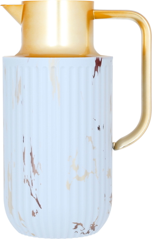 Laura Plastic Everest Alsaif Gallery Thermos, 1.6 litres, marble, gold-gray handle product image