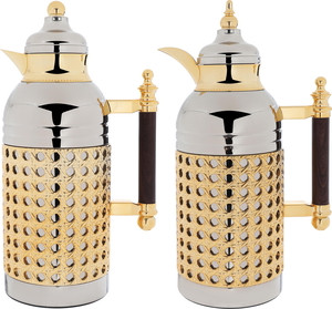 Al Saif Gallery Sarah Steel Thermos Set, 1/1 Liter, 2 Pieces - Gold product image