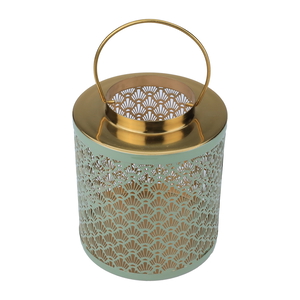 Al Ain Andalusia Indian steel lantern, 18 x 18 x 19 cm, hand hold, cylindrical - green product image