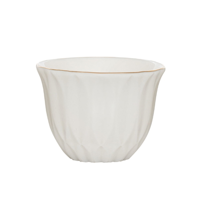 Al Saif Gallery porcelain coffee cup set, ribbed, with golden font, 12 pieces - white product image 3