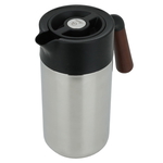 Tara Plastic Timeless Thermos, 1.2 Liter, Wooden Handle, Squeeze - Silver product image 1