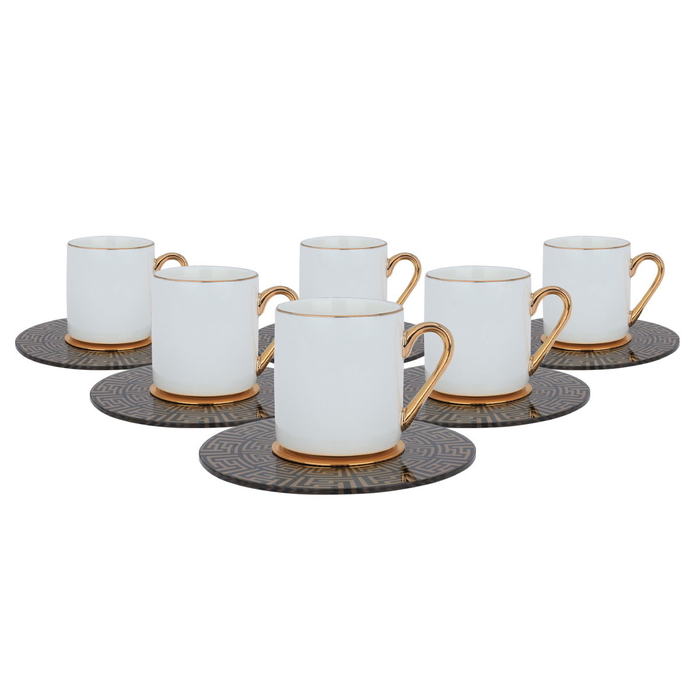 Gallery coffee cups and saucers set with saucer, porcelain, 12 pieces - white product image 4