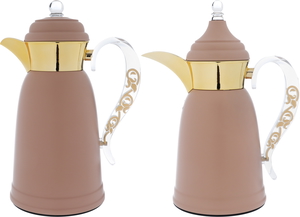 Al Saif Gallery Qamar stainless steel thermos set, 0.7 / 1 liter - light brown product image