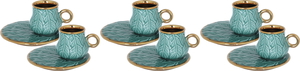 Al Saif Gallery Porcelain Coffee Cups And Saucers Set, 12 Pieces - Light Green product image