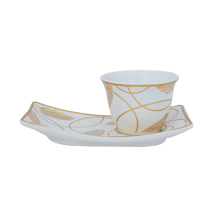 Al Saif Gallery porcelain coffee cup set, with wide saucer, 12 pieces - white product image 2