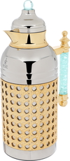 Sarah Steel Al Saif Gallery thermos set, 1+1 liter, green crystal handle, 2 pieces - silver product image 2