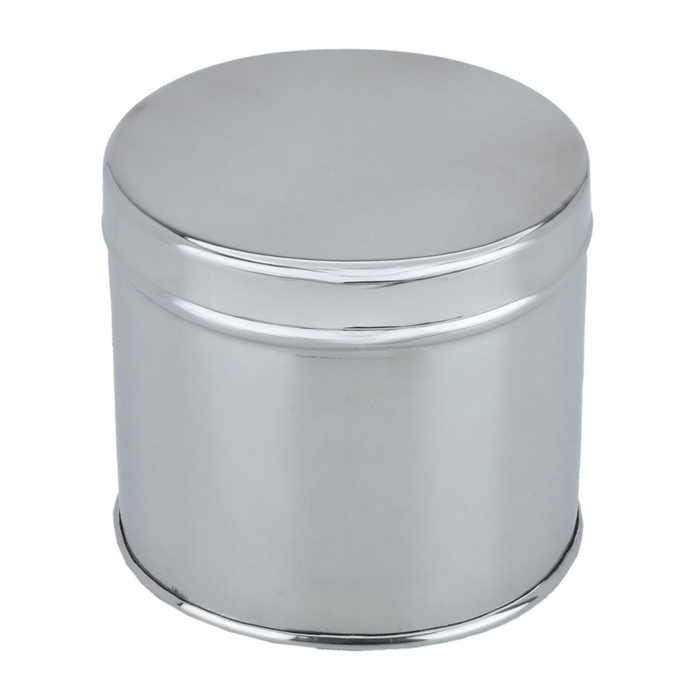 Al Saif Gallery oval steel box, 9.5 cm, with lid - silver product image 2