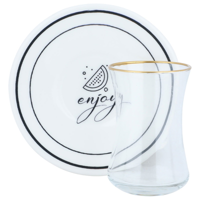 طقم بيالات شاي زجاج السيف غاليري، قطعتين - شفاف product image 1