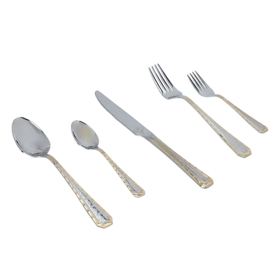 Al Saif Gallery steel cutlery set, 30 pieces, with stand - silver and gold product image 3