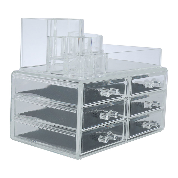 Al Saif Gallery acrylic makeup drawer organizer, with shelf - transparent product image 2