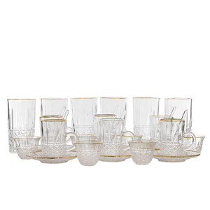 طقم تقديم بيالات شاي وقهوة زجاج السيف غاليري، 30 قطعة - شفاف product image
