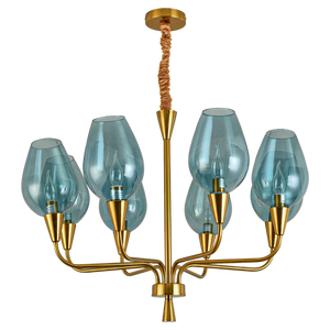 Al Saif Gallery Modern Brass Chandelier, 8 Bulbs, 72X37X27 Cm - Gold product image