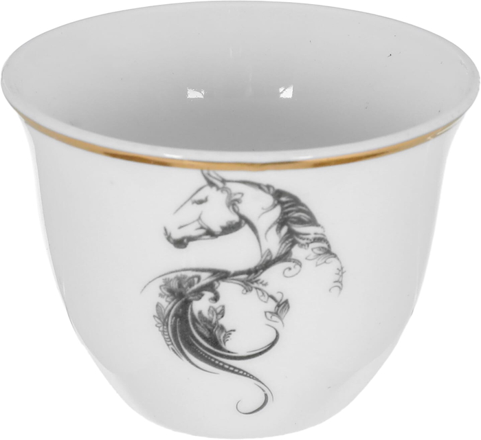 Al Saif Gallery Arabic coffee cups set, 12 pieces, 90 ml, horse pattern - white product image 2