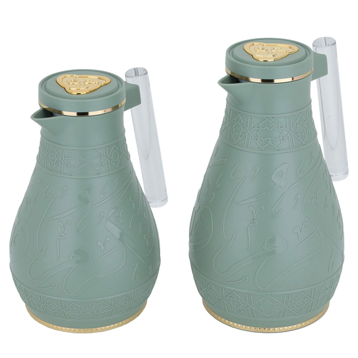 Al Saif Gallery Plastic Thermos Set (Karam), 1 liter - 0.75 liters, 2 pieces - green product image 2