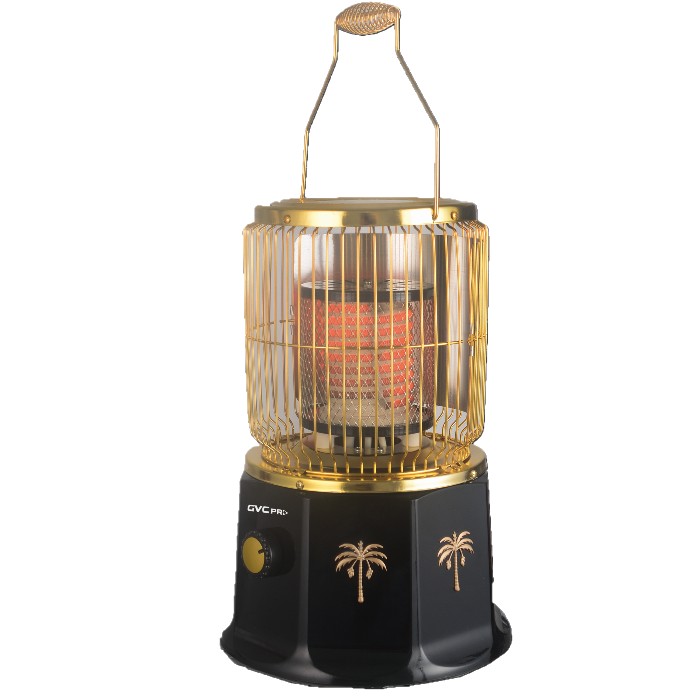 GVC Pro Decorative Electric Circular Heater, Kingdom Logo, 2400 Watt, Two Heating Levels, GVHT-2002B - Gold/Black product image 1