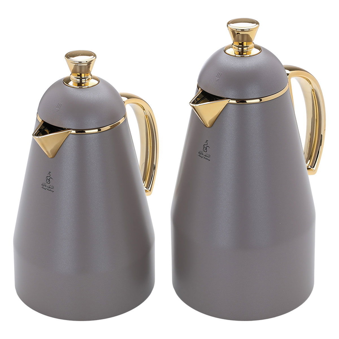 Al Saif Gallery Ruwaida Steel Thermos Set, 2 Pieces, 0.7 / 1 Liter - Dark Gray product image 2