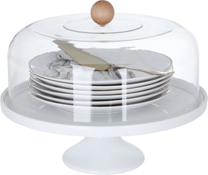 Al Saif Gallery porcelain cake serving stand, round, lid, plates - white product image