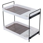 Al Saif Gallery plastic serving stand, 30 x 19 x 25 cm, two levels, rectangle - white product image 1