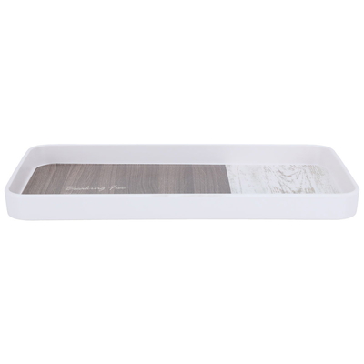 Al Saif Gallery Plastic Serving Tray, 30 x 15 x 2.5 cm, Rectangle - White Brown product image 1