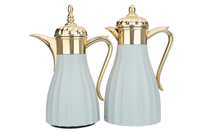 طقم دلال كِندة استيل السيف، 1/0.7 لتر، يد ذهبي - رمادي فاتح product image 1