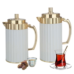 Al Saif Gallery Eva thermos set, 1/0.75 liter, golden handle, 2 pieces - cream product image 1