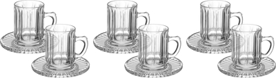 بيالات زجاج السيف غاليري ماكس، بنقش، مع الصحون، 12 قطعة - شفاف product image 1