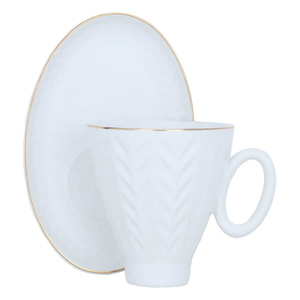 Al Saif Gallery coffee cups and saucers set, porcelain, 12 pieces - white product image