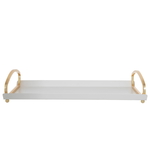 Al Saif Gallery Steel Serving Tray, 44x28x2 cm, Rectangle, Gold Handle, Large - White product image 2