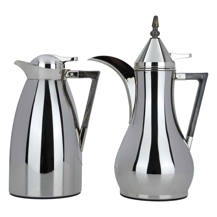 Al Saif Gallery Maha Steel Thermos Set, 2 Pieces, 1/1 Liter - Silver product image 1