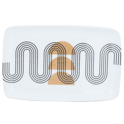 Al Saif Gallery plastic serving plate, 34 x 25 cm, rectangle, sun pattern - white product image 2