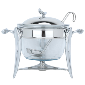 Al Saif Gallery Steel Soup Warmer + Glass, 23 x 23 cm, Deep Round - Transparent Silver product image