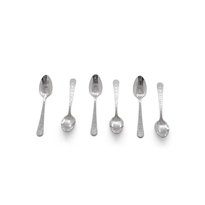 Al Saif Gallery steel tea spoon set, 6 pieces, engraved - silver product image 1