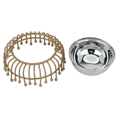 Al Saif Gallery steel serving plate, round, base - golden silver product image 2
