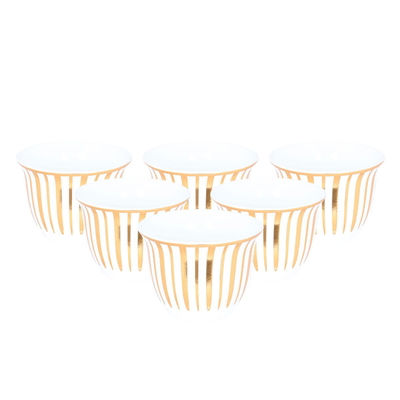 Alsaif Gallery Bialat and coffee cups and saucers serving set, 26 pieces, golden pattern - white product image 3