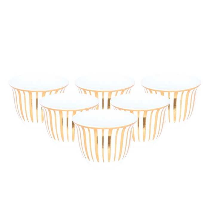 Alsaif Gallery Bialat and coffee cups and saucers serving set, 26 pieces, golden pattern - white product image 3