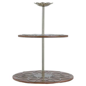 Al Saif Gallery Steel Sweets Serving Stand, 28 x 28 x 36 cm, 2 levels - Brown product image