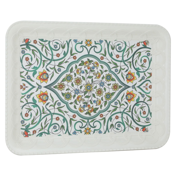 Tofariyah Melamine Al Saif Gallery, 49 x 37 x 3 cm, rectangle, green-white pattern product image 1