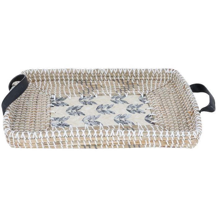 Al Saif Gallery wicker serving tofir, 47 x 35 x 4.5 cm, rectangle - beige white product image 2