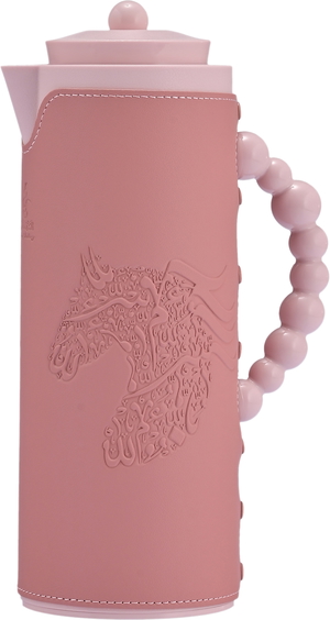 AL Saif Gallery Royal 7T Glass Thermos, 1 Liter, Leather Covered Plastic Outer Body, Horse Pattern - Pink product image