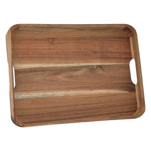 Wooden serving tray with Al Saif Gallery handle, 38 x 28 x 4 cm, rectangle, medium - brown product image